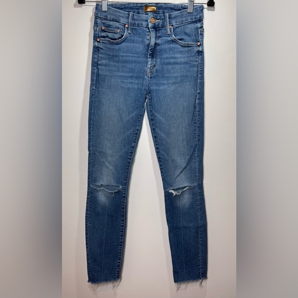 MOTHER Jeans Women’s Size 25 High Waisted Looker Ankle Fray in Walking on Coals - Picture 1 of 14
